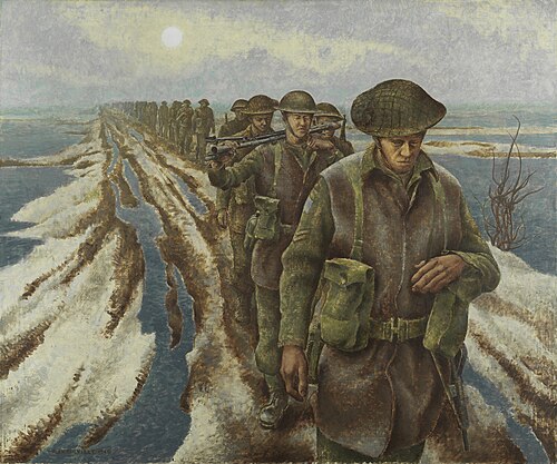 Infantry, near Nijmegen, Holland, 1946, Alex Colville