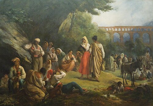 Bohémiens au Pont du Gard, 1836, Alexandre Colin