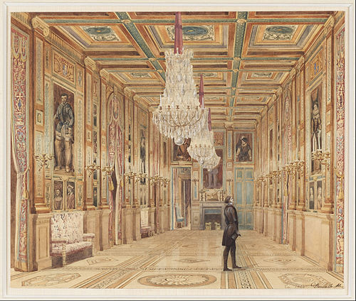 View of the Picture Gallery at the Château d'Eu, 1844, Alexandre-Dominique Denuelle