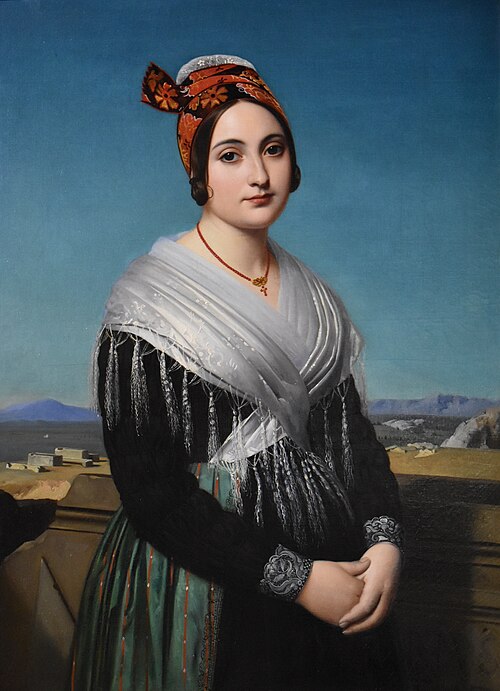 Portrait d'une Arlésienne en costume Louis-Philippe, 1842, Alexandre Hesse