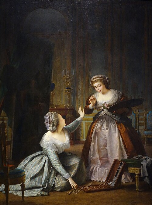 La reine Marie-Antoinette ramassant les pinceaux d'Elisabeth Vigée Le Brun, 1784, 1859, Alexis-Joseph Pérignon