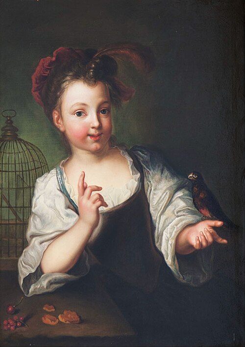 A young girl with a bird, , Alexis Grimou