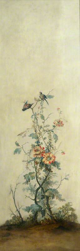 Wall Panel with Rose Bush and Two Birds (style of Jean Baptiste Pillement), 1759, Alexis Peyrotte