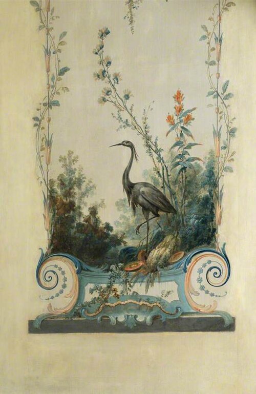 Wall Panel with a Heron and a Parrot (style of Jean Baptiste Pillement) (detail), 1759, Alexis Peyrotte