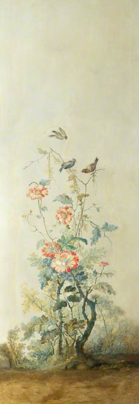Wall Panel with Rose Bush and Three Birds (style of Jean Baptiste Pillement), 1759, Alexis Peyrotte
