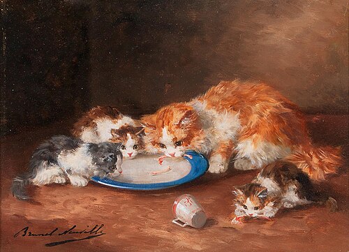 Mother Cat with Three Kittens, 1941, Alfred-Arthur Brunel de Neuville