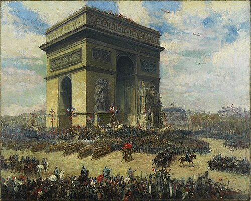 Canadians Passing in Front of the Arc de Triomphe, Paris, 1918, Alfred Bastien