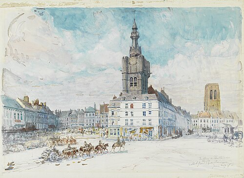 La Grande Place, Bethune, 1918, Alfred Bastien