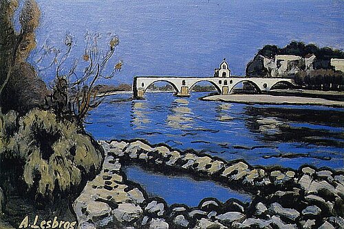 Le Pont Saint-Bénezet aux galets, 1927, Alfred Lesbros