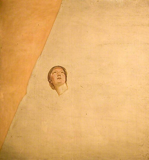 Female Head (cartoon for the south wall, south-east angle of the ceiling cove, dining room, Dorchest, 1860, Alfred Stevens