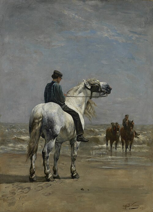 On the beach, 1869, Alfred Verwée