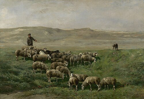 Morning in the dunes at Heijst, 1869, Alfred Verwée