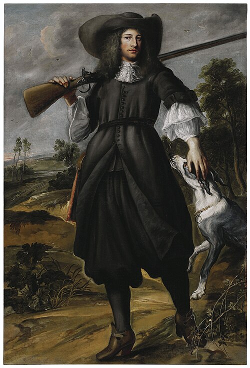 Portrait of a huntsman with his dog, 1650, Pieter Thijs