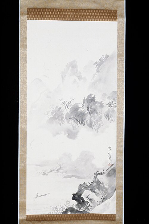 Landscape with River in Mountainous Country [left of a triptych], 1884, Kawanabe Kyōsai