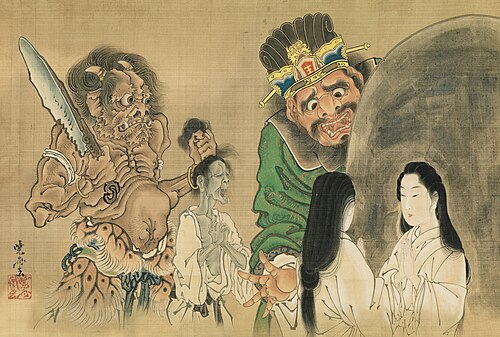 A Beauty in Front of King Enma's Mirror, 1887, Kawanabe Kyōsai