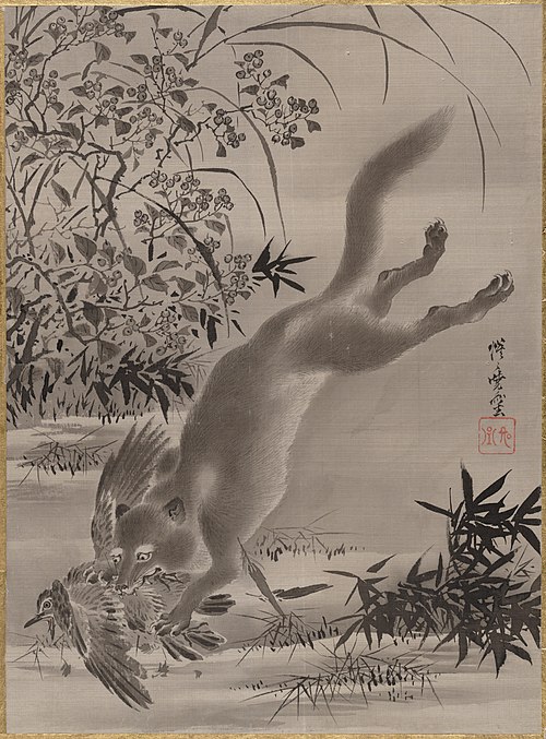 Fox Catching Bird, 1887, Kawanabe Kyōsai
