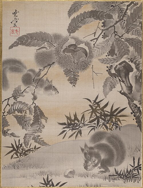 Squirrels Gathering Chestnuts, 1887, Kawanabe Kyōsai