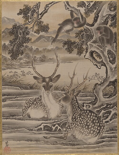 Deer and Monkeys, 1887, Kawanabe Kyōsai