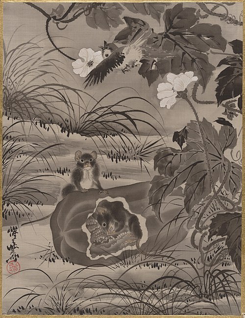Mice in a Melon, 1887, Kawanabe Kyōsai