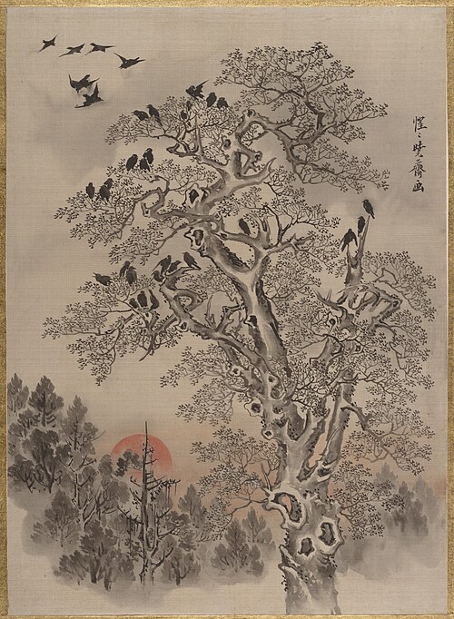 Flock of Crows at Dawn, 1887, Kawanabe Kyōsai