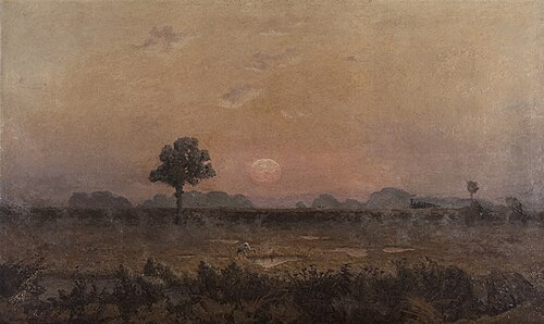 Coucher de Soleil à la Campine, Belgique, 1872, Alphonse Asselbergs