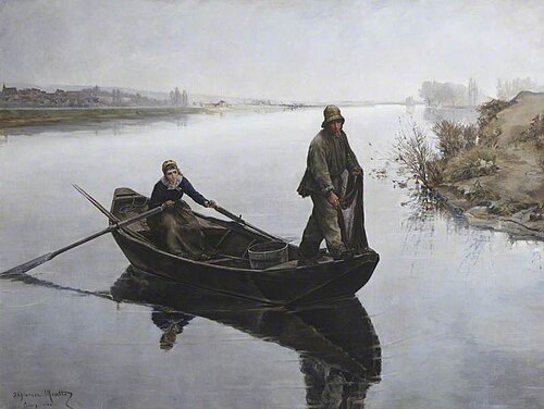 Poissy, French River Scene, 1880, Alphonse Moutte