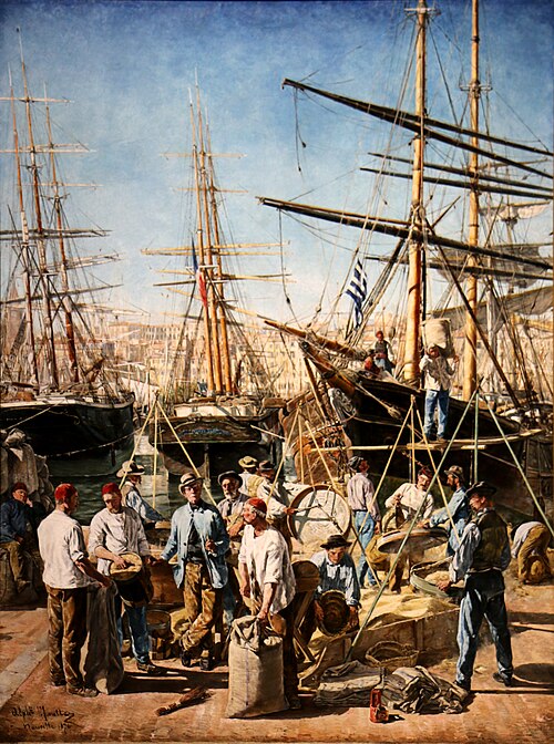Le Débarquement des blés à Marseille, 1876, Alphonse Moutte