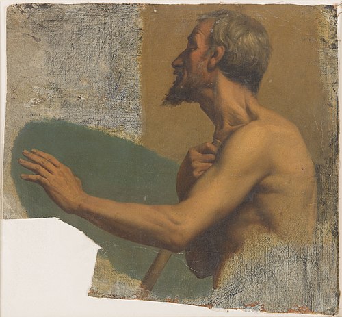 Esquisse pour l'église Notre-Dame-de-Lorette : Homme aveugle tendant le bras gauche, 1836, Alphonse Périn