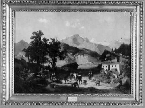 upperBavarian lake with figures + cattle, 1859, Josef Brunner