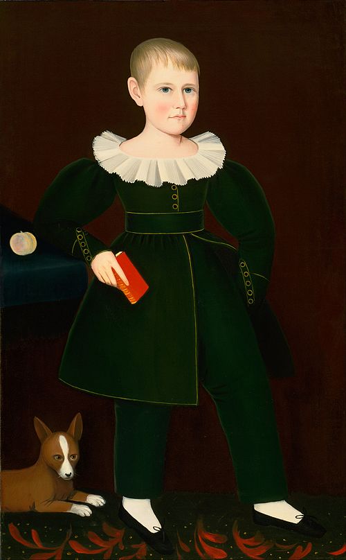 Blond Boy with Primer, Peach, and Dog, 1836, Ammi Phillips