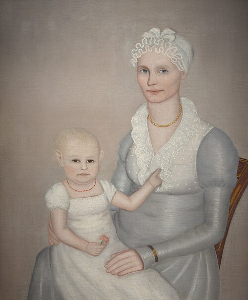 Mrs. Wilbur (Sarah “Sally” Stearns) Sherman (1789-1845) and daughter Sarah (1814-1872), 1815, Ammi Phillips