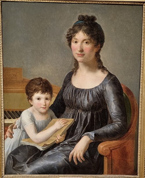 Portrait de madame Théophile Berlier, née Blanche Marlot et de sa fille, 1798, Anatole Devosge