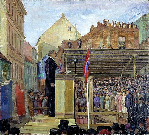 Grunnstensnedleggelsen til Rådhuset, 1931, Anders Castus Svarstad