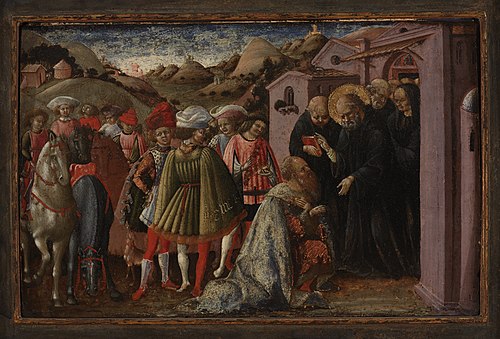 King Totila Blessed by Saint Benedict, 1451, Andrea de Litio