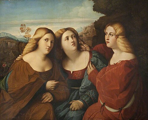 The Three Sisters (after Jacopo Palma il Vecchio), 1848, Louis Castelli