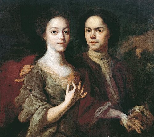 Self portrait with wife, 1729, Andreï Matveïev