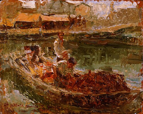 Fishermen in Chioggia – Boat on the Lagoon, 1930, Leonardo Bazzaro