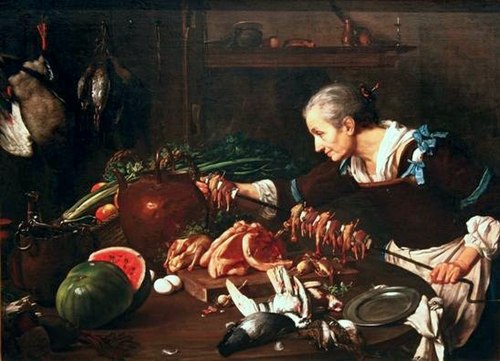 Old cook with a spit (detail)., 1750, Giovanni Francesco Briglia