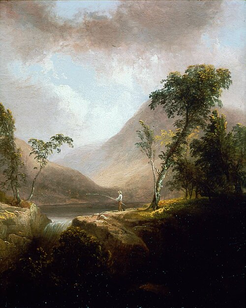 Fishing by a Waterfall, 1837, Thomas Doughty