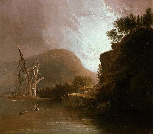 Two Men Fishing in a Mountain Lake, 1837, Thomas Doughty