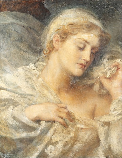 Portrait of a young lady, , Anna Lea Merritt