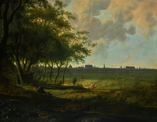 Landscape with view of Leiden, , Anthonie van Croos