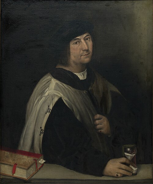 Prelate with an Hourglass, 1519, Sebastiano del Piombo