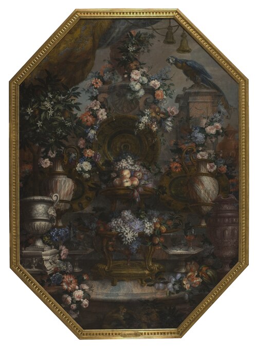 Large Flowerpiece with Precious Urns, 1733, Antoine Monnoyer