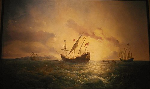 Alba de América (12 de octubre de 1492)., 1856, Antonio Brugada