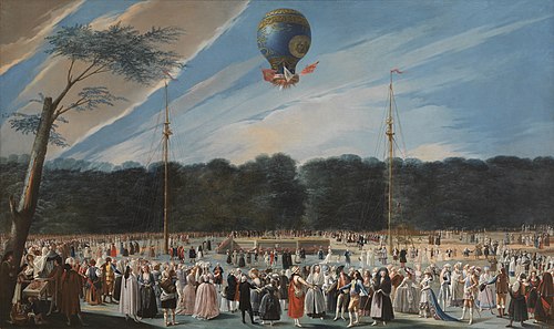 Ascent of a Montgolfier Balloon at Aranjuez, 1784, Antonio Carnicero