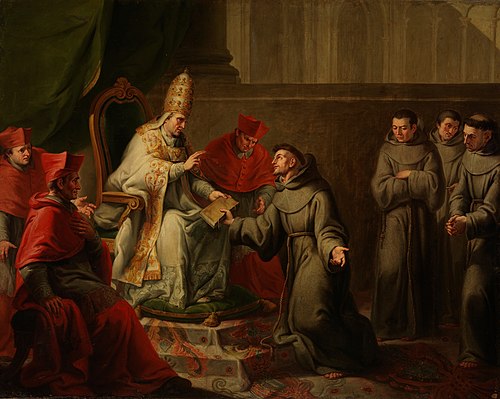 Aprobación de la regla franciscana por el papa Inocencio III, 1789, Antonio Carnicero