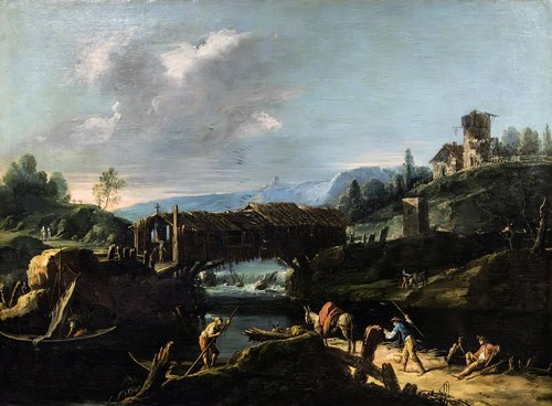 paysage avec pont en bois, 1797, Antonio Diziani
