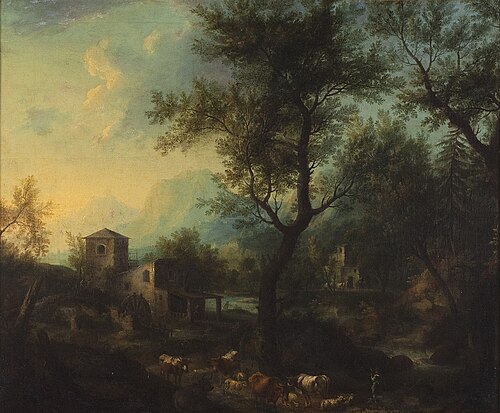 Landscape with watermill, 1775, Antonio Diziani