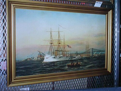 U.S. Cruiser "Chicago" in New York Harbor, 1885, Antonio Jacobsen